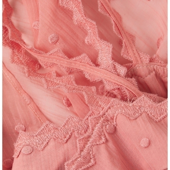 Rebecca Taylor Dot Embroidered Midi Dress in Grapefuit - Picture 3 of 12